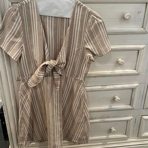 Tan and white stripe dress
